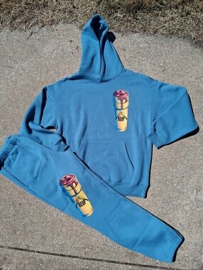 Blue Hoodie & Sweatpants Set with  Graphic